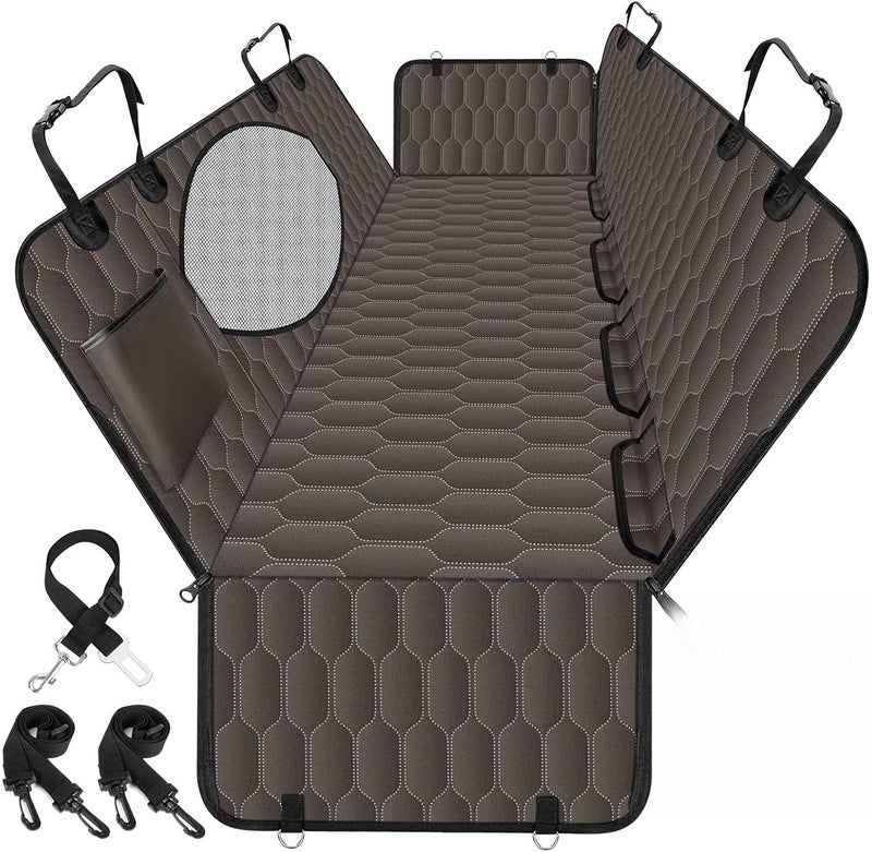 NECKORY Waterproof Dog Car Seat Cover - Scratch Proof Nonslip Back Seat Hammock with Mesh Window & Storage Pocket for SUVs/Trucks/Sedans-S, Brown/Black - Image 1